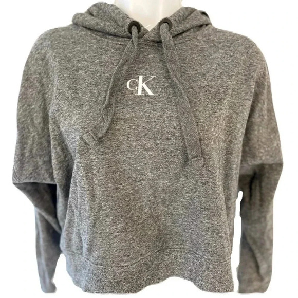Calvin Klein Jeans/ Grey cropped pullover hoodie sweater/ Size US XS - Picture 2 of 10